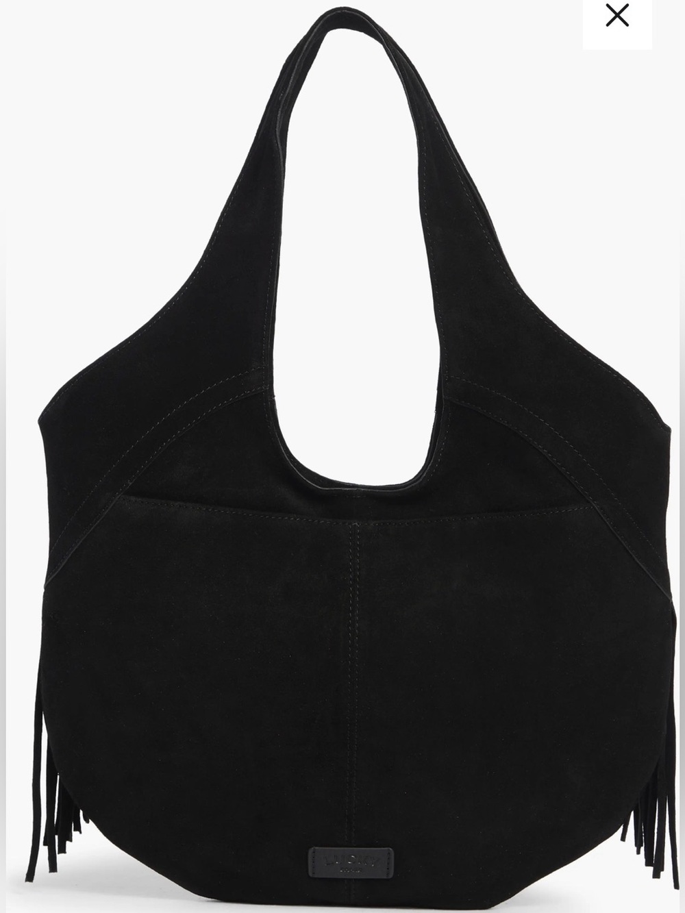 🍀(HTF Black!) Lucky Brand Nyra Tote Suede Leather Fringe Shoulder Bag - Picture 3 of 15
